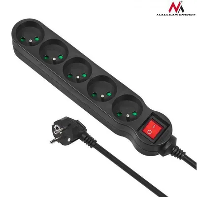 Maclean listwa zasilająca 5g 5m mce185 2300w czarna