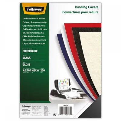 Okładki do bindowania kartonowe a4 Fellowes chromo 5378504 czarne 100 szt