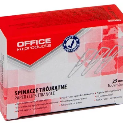 Spinacze trójkątne 25mm OFFICE PRODUCTS srebrne 100szt.