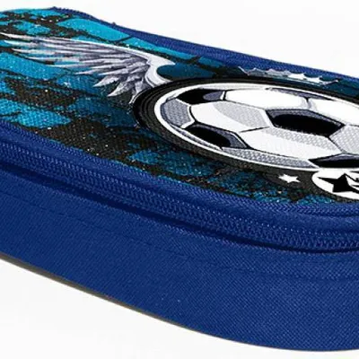 Piórnik owalny 20x4.7x7xm DONAU soccer style niebieski