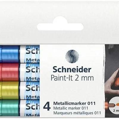 Markery akrylowe SCHNEIDER paint-it metallic mix kolorów metalicznych 2mm 4szt
