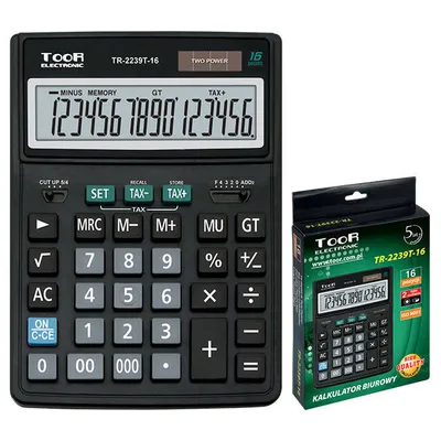Kalkulator biurowy 16cyfr Toor Electronic tr-2239t 120-1452 zasilanie solarne + bateria 204x154x35mm