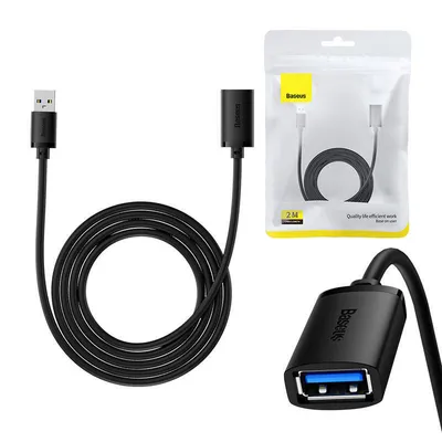 Przedłuzacz Baseus usb 3.0 męski do żeński, airjoy series, 2m (czarny)