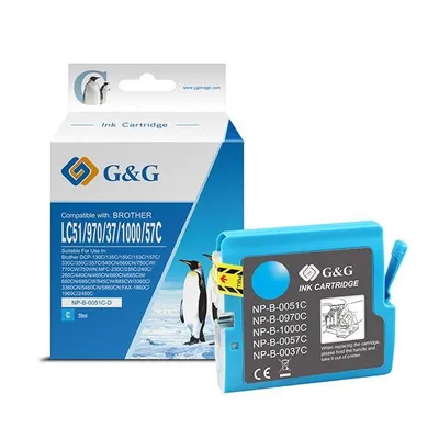 G&g kompatybilny ink / tusz z lc-1000c, lc-970c, cyan, 400s, np-b-0051c/1000c/970c, dla brother dcp-330c, 540cn, 130c, mfc-240c, 4