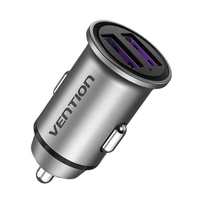 Ładowarka samochodowa 2x usb Vention ffeh0 30w szara