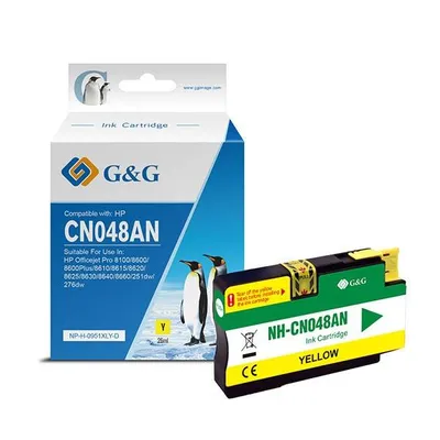 G&g kompatybilny ink / tusz z cn048ae, yellow, 1500s, np-h-0951xly(hp950xl, dla hp officejet pro 276dw, 8100 eprinter,8620