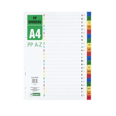 Przekładki a-z a4 D.RECT mix kolorów pp 20kart