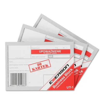 Druk akcydensowy upoważnienie do odbioru towaru a6 EMERSON ut-1 wielokopia 80 kart. 5 bl.