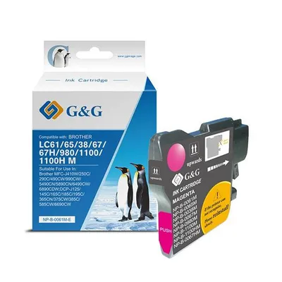 G&g kompatybilny ink / tusz z lc-980m, lc-1100m, magenta, 260s, np-b-0061m/1100m/980m, dla brother dcp-145c, 165c