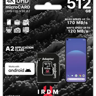 Goodram karta pamięci microsd irdm 512gb uhs-i u3 a2 + adapter