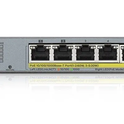 Zyxel przełącznik zarządzalny gs1350-6hp cctv poe lr 60w 802.3bt