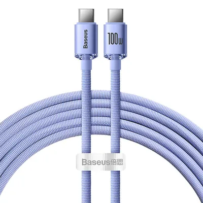 Kabel usb-c do usb-c Baseus crystal shine, 100w, 2m (fioletowy)