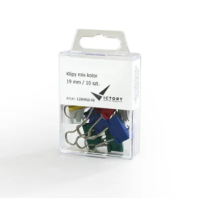 Klipy 19mm VICTORY OFFICE PRODUCTS 119km10-99 mix kolorów 10szt
