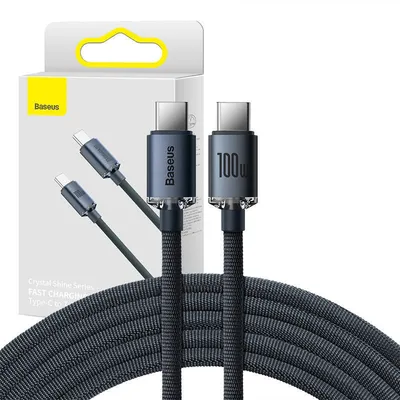 Kabel usb-c do usb-c Baseus crystal shine, 100w, 1.2m (czarny)