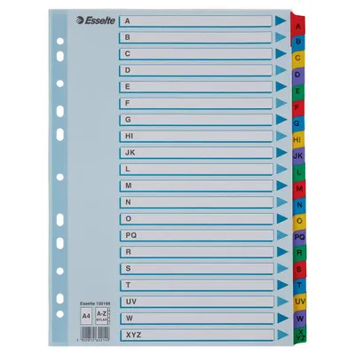 Przekładki a-z a4 ESSELTE mylar 100166 mix karton 160g