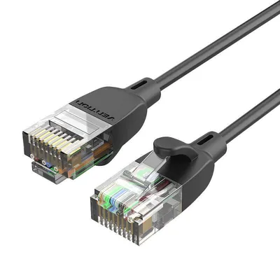 Kabel sieciowy utp cat6a Vention ibibh rj45 ethernet 10gbps 2m czarny typu slim
