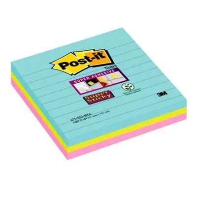 Karteczki samoprzylepne (675-ss3-mia), 101x101mm 3M post-it® super sticky 675-ss3-mia paleta miami w linie 3x70 kart
