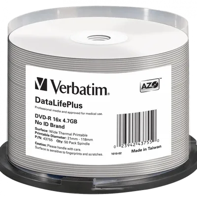 Płyta dvd-r 4,7gb 16x VERBATIM datalife plus 43755 cake 50 szt.