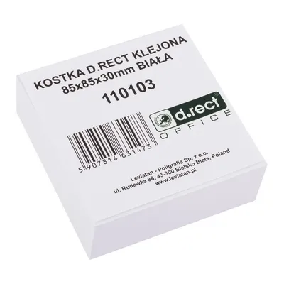 Kostka biurowa klejona 85x85x30mm D.RECT biała