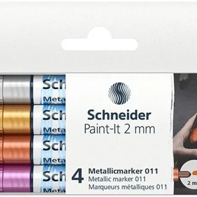 Markery akrylowe SCHNEIDER paint-it metallic mix kolorów metalicznych 2mm 4szt