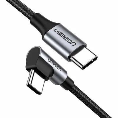 Kabel usb-c do usb-c, kątowy UGREEN us255,3a, 60w, 0.5m (czarny)