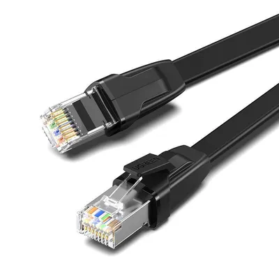 Ugreen nw134 płaski kabel sieciowy z metalowymi wtyczkami, ethernet rj45, cat.8, u/ftp, 5m (czarny)
