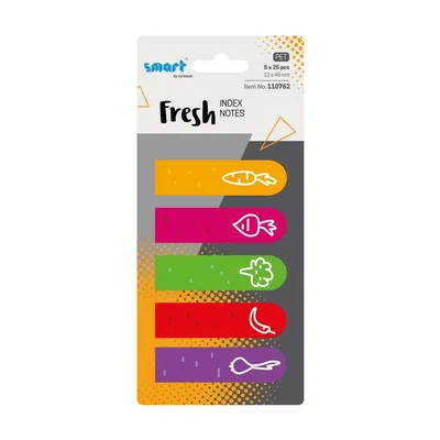 Zakładki indeksujące foliowe 12x45mm smart pet fresh wege 5x25szt