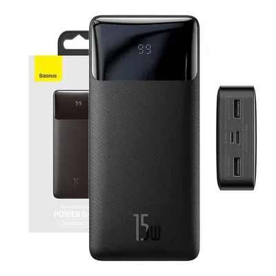 Powerbank Baseus bipow 20000mah, 2xusb, usb-c, 15w (czarny)