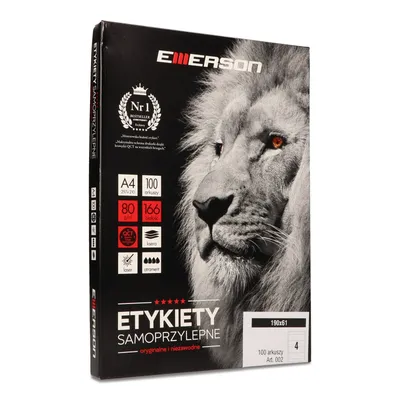 Etykiety samoprzylepne 190x61mm EMERSON 002 qct białe 100ark*4szt