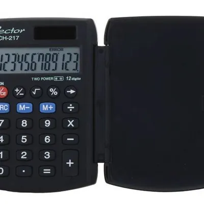Kalkulator kieszonkowy 95x63x12mm VECTOR kav ch-217 blk czarny solarne+bateria lr54