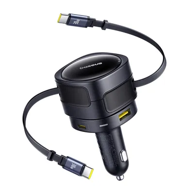Ładowarka samochodowa Baseus enjoyment max z kablami usb-c+usb-c i portami usb-a+usb-c 90w czarny