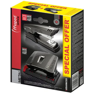 Zestaw MAPED zszywacz+dziurkacz 25k advanced metal grafitowy met.