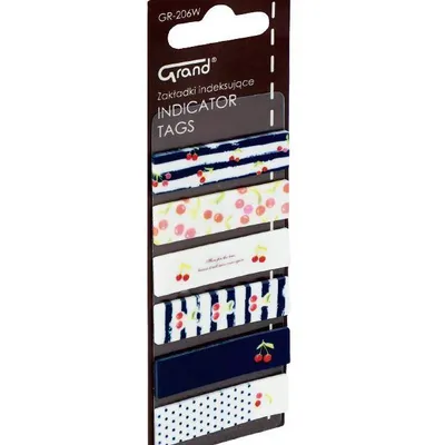 Zakładki indeksujące foliowe 45x12mm Grand gr-206w wiśnie 150-1441 mix*6 6x20szt