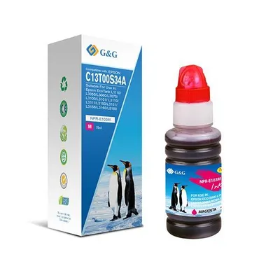 G&g kompatybilny ink / tusz z c13t00s34a, magenta, npr-e103m-70ml-b, dla epson ecotank l3151, l3150, l3111, l3110