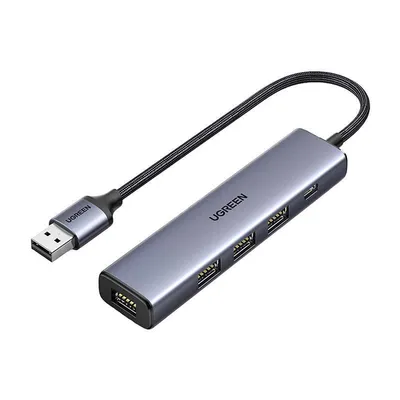 Hub UGREEN 5w1 adapter, usb do 4x usb 3.0 cm473-20805 (szary)