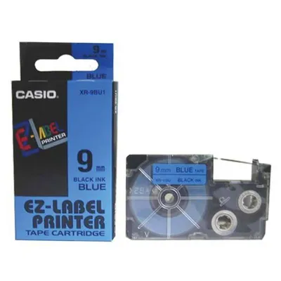 Casio oryginalny taśma do drukarek etykiet, Casio, xr-9bu1, czarny druk/niebieski podkład, nielaminowany, 8m, 9mm