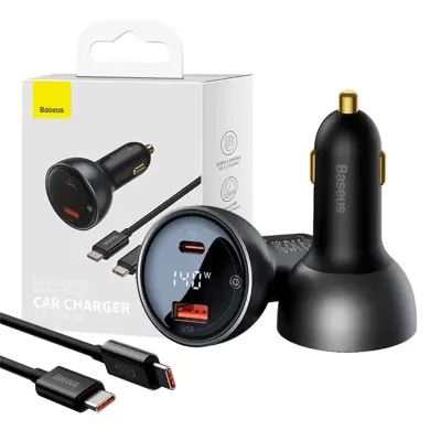 Ładowarka samochodowa Baseus superme usb, usb-c, 140w (czarna)
