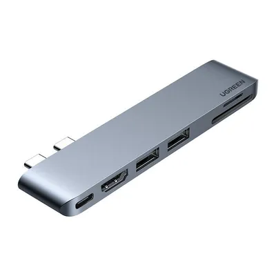 Adapter 6 w 1 UGREEN cm380 hub usb-c dla macbook air / pro (szary)