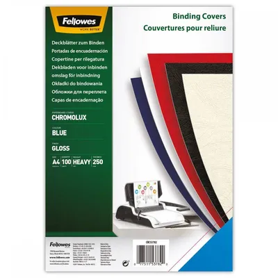 Okładki do bindowania kartonowe a4 Fellowes chromo 5378203 niebieskie 100 szt