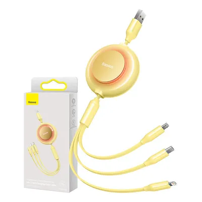 Kabel usb 3w1 Baseus bright mirror 2, micro usb / lightning / usb-c, płaski, 3.5a, 1.1m (żółty)