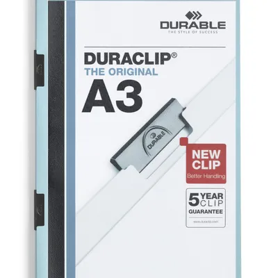 Skoroszyt zaciskowy a3 DURABLE duraclip 221806 plastikowy 60 krt