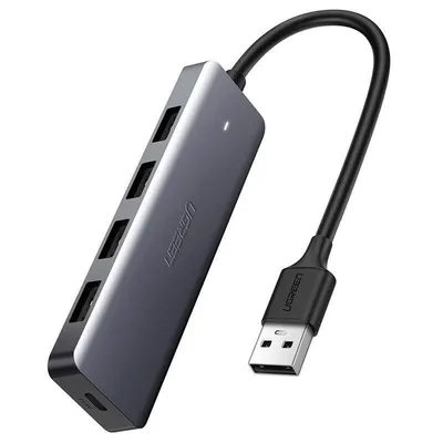Adapter 4w1 UGREEN hub usb do 4x usb 3.0 + usb-c cm219(szary)