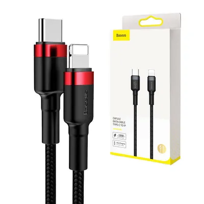 Kabel usb-c do lightning pd Baseus cafule, 18w, 1m (czarno-czerwony)