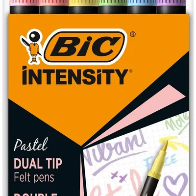 Pisaki dwustronne BIC intensity dual tip pastel 503826 mix*6
