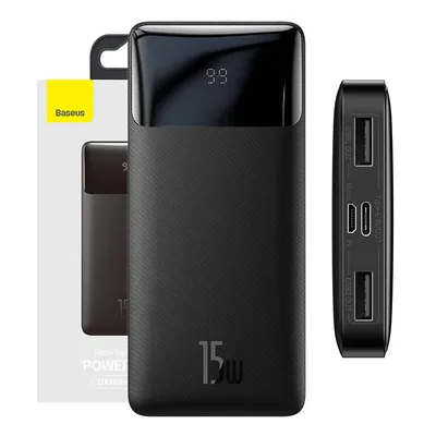 Powerbank Baseus bipow 10000mah, 2xusb, usb-c, 15w (czarny)