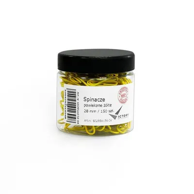 Spinacze okrągłe 28mm VICTORY OFFICE PRODUCTS 6028sm150-04 żółte metalowepowlekane w słoiku małym 150szt