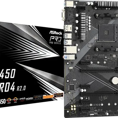 Asrock płyta główna b450 pro4 r2.0 am4 4ddr4 dp/hdmi m.2 usb3.2 atx
