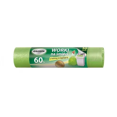 Worki hdpe z taśmą GROSIK zza378800 zielone 60l 10 szt