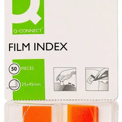 Zakładki indeksujące foliowe 25,4x43,7mm Q-Connect pomarańczowe 50 szt