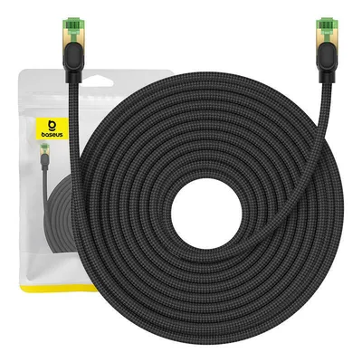 Kabel sieciowy w oplocie kat. 8 Baseus ethernet rj45, 40gbps, 20m (czarny)